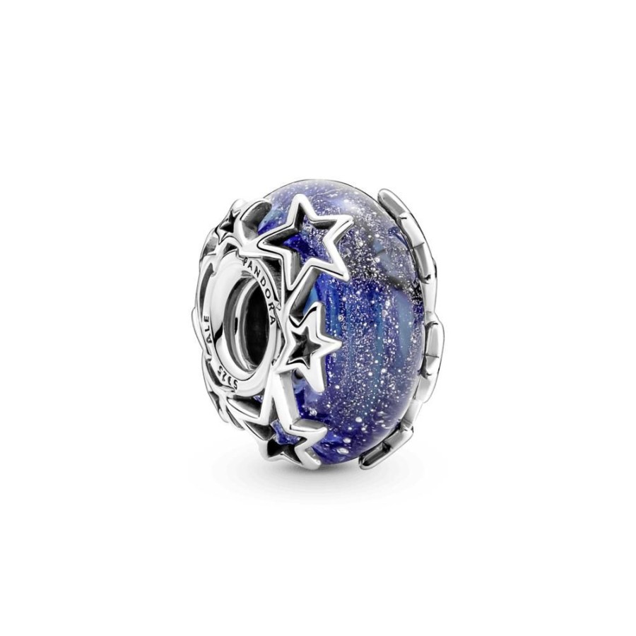 Charms Joyas Pandora | Charm De Cristal De Murano En Plata De Ley Galaxia & Estrella