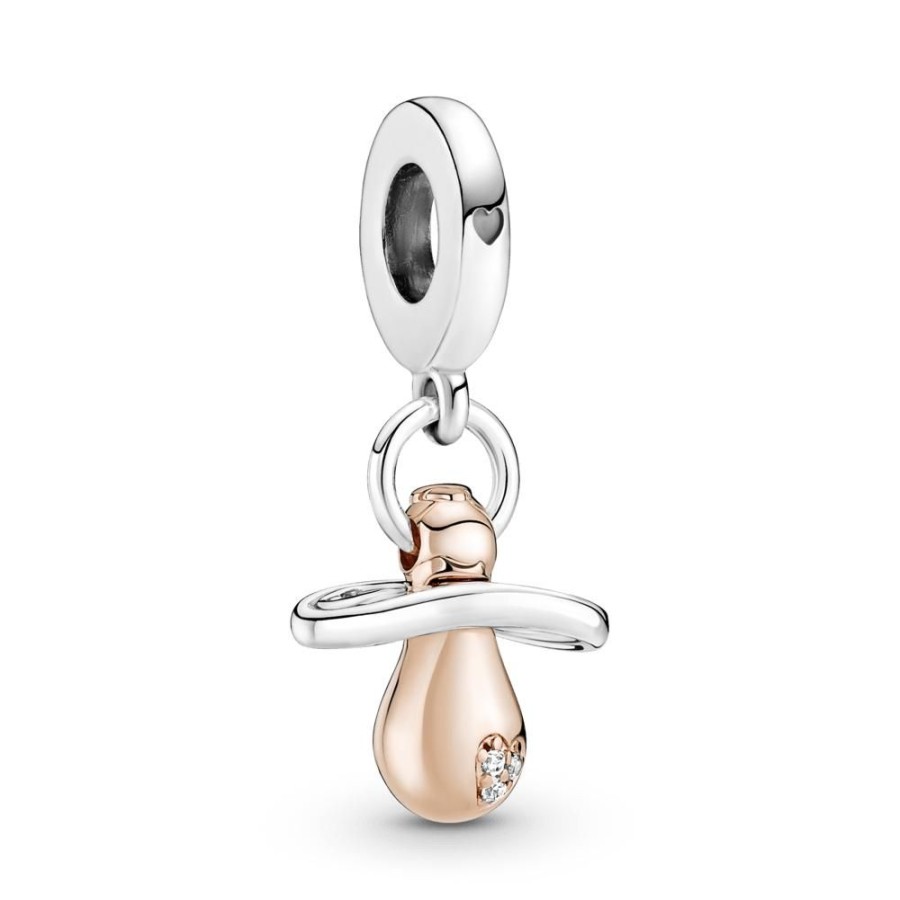 Charms Joyas Pandora | Charm Colgante Chupon De Bebe Recubrimiento En Oro Rosa De 14K