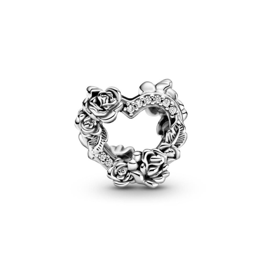 Charms Joyas Pandora | Charm Rosas Y Corazon Calado