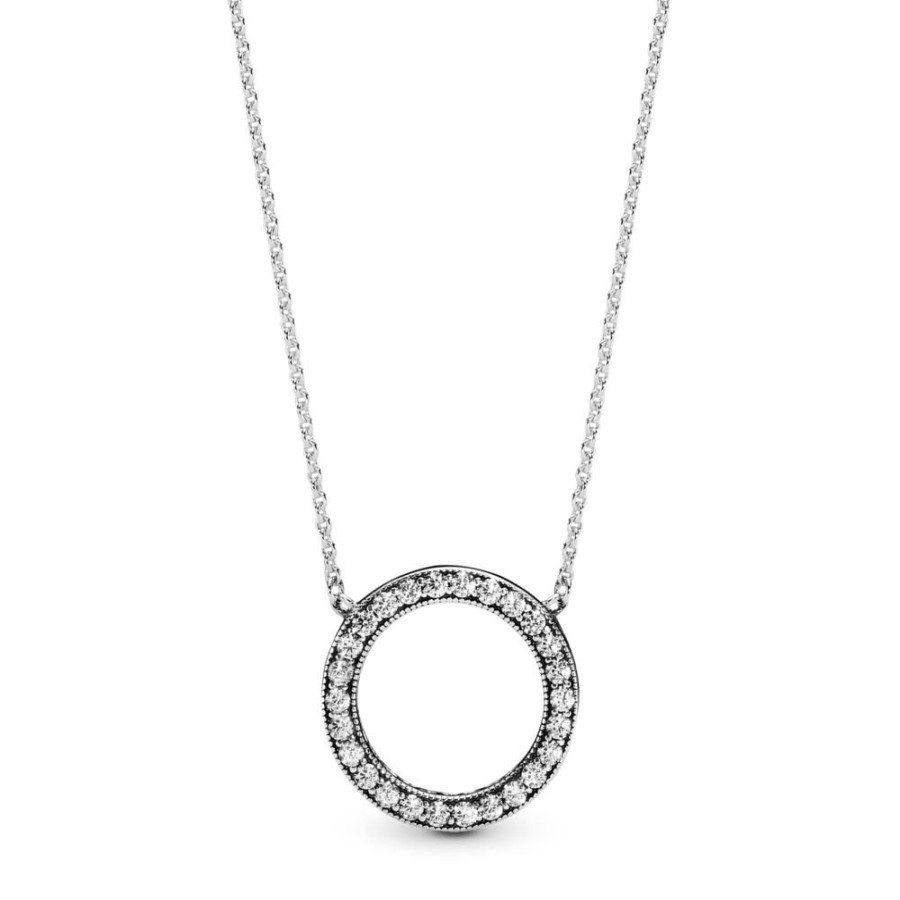 Collares Y Dijes Joyas Pandora | Collar Circulo Con Brillo Pandora Signature