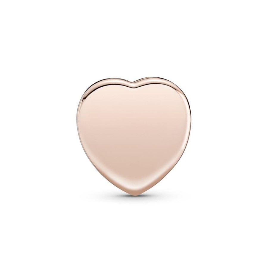 Charms Joyas Pandora | Charm Sujetador Corazon De Pave Recubrimiento En Oro Rosa De 14K Reflexions