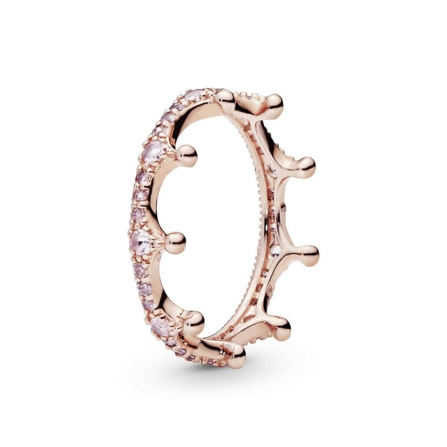 Anillos Joyas Pandora | Anillo Corona Encantada Recubrimiento En Oro Rosa De 14K