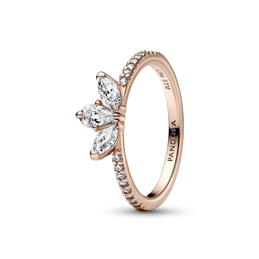 Anillos Joyas Pandora | Anillo Racimo Herbario Reluciente Recubrimiento En Oro Rosa De 14K