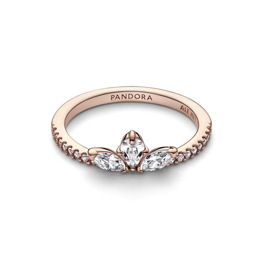 Anillos Joyas Pandora | Anillo Racimo Herbario Reluciente Recubrimiento En Oro Rosa De 14K