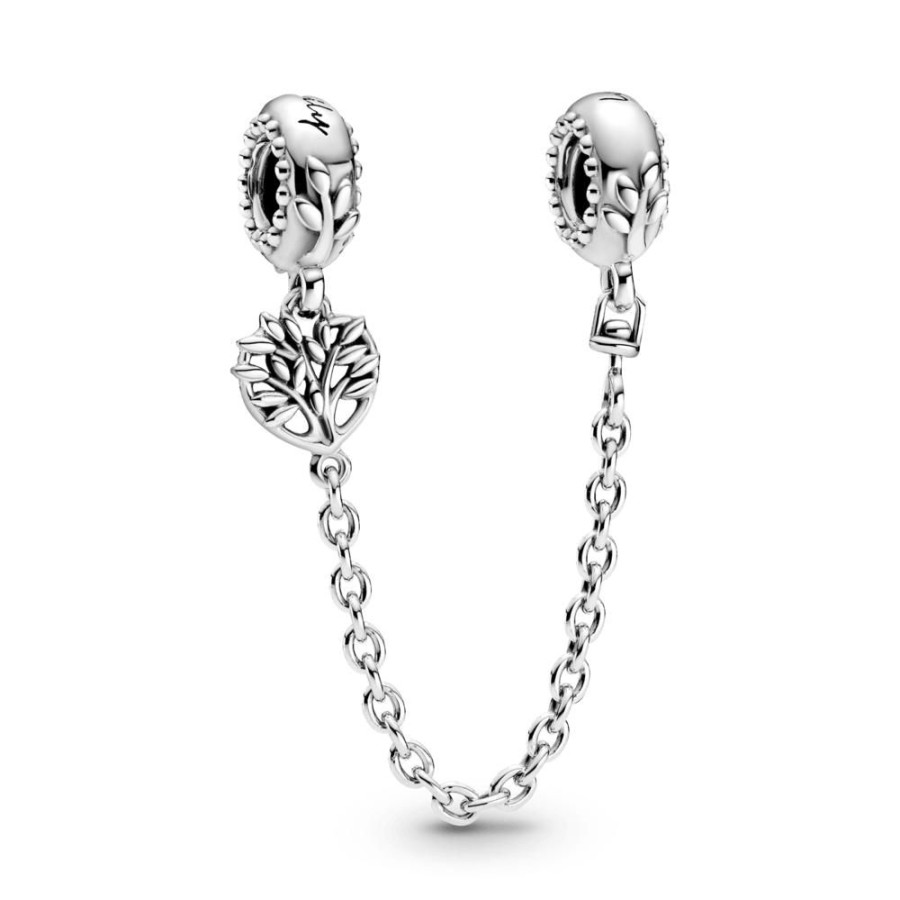 Charms Joyas Pandora | Cadena De Seguridad Corazon Con Arbol De Familia