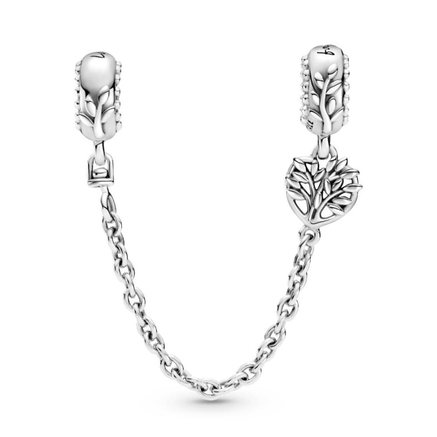 Charms Joyas Pandora | Cadena De Seguridad Corazon Con Arbol De Familia