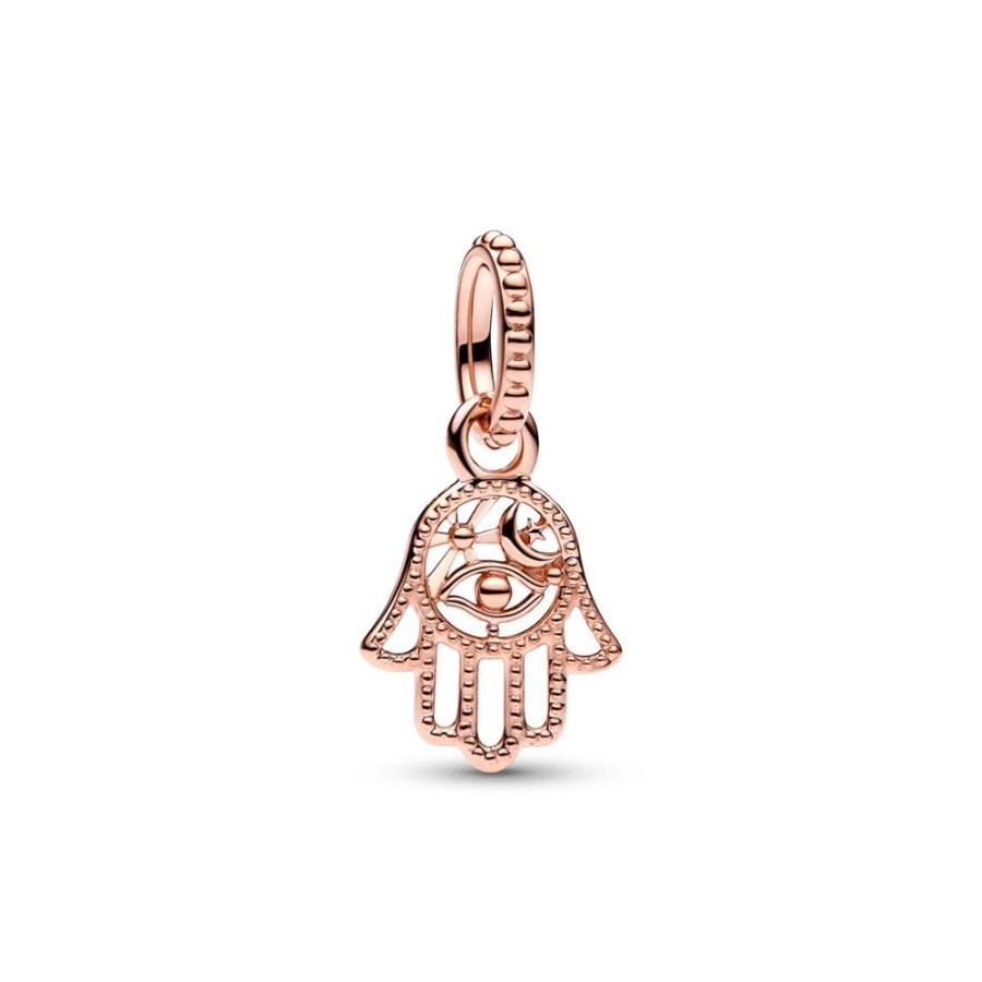 Charms Joyas Pandora | Charm Colgante Mano Hamsa Protectora Recubrimiento En Oro Rosa De 14K