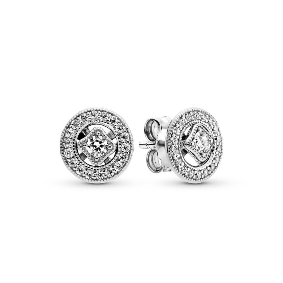 Aretes Joyas Pandora | Aretes De Boton Circulo Clasico