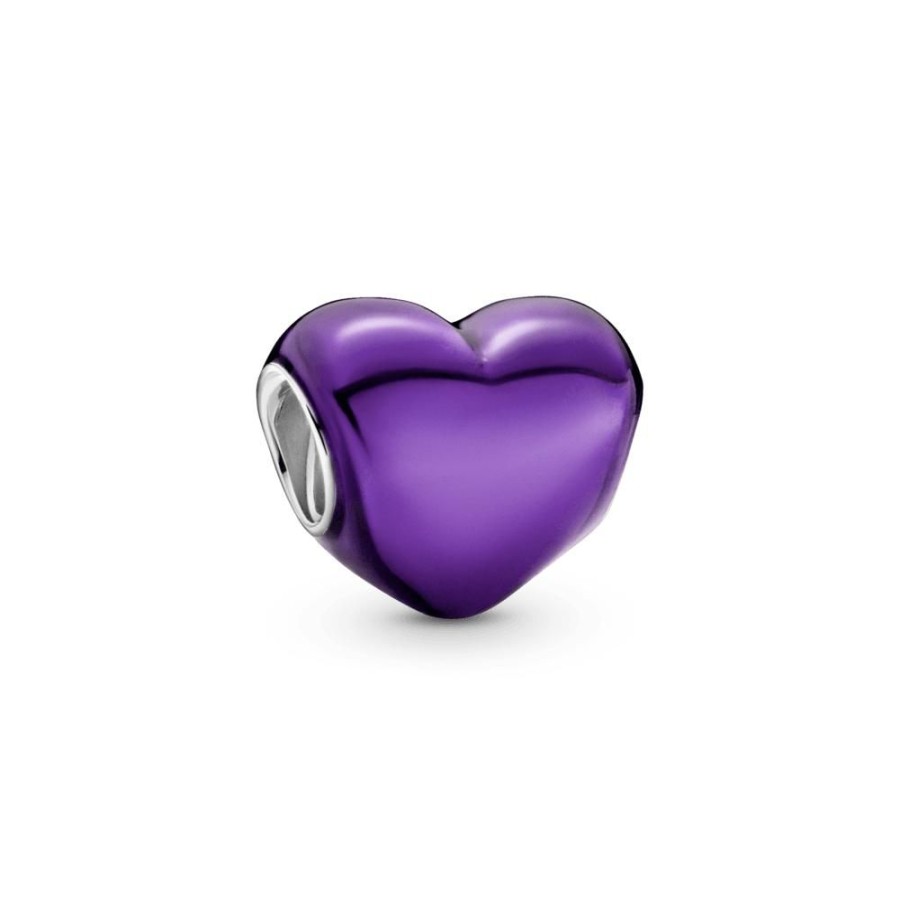 Charms Joyas Pandora | Charm Corazon Metalico Morado