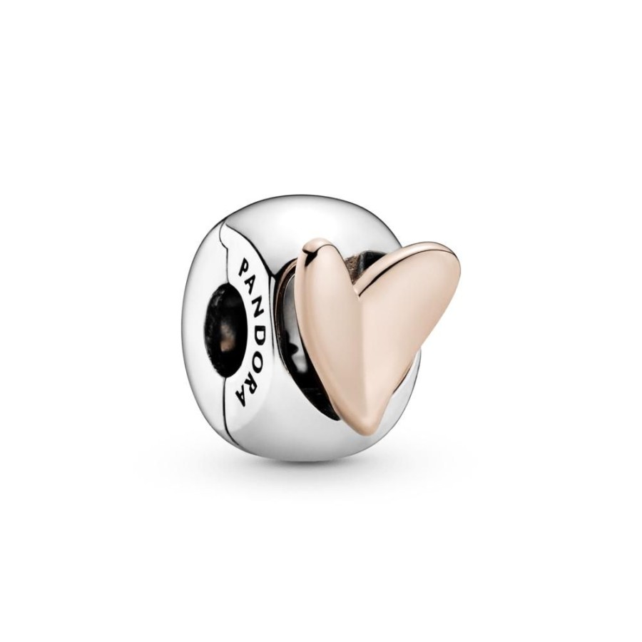 Charms Joyas Pandora | Charm Sujetador Corazon De Diseno Libre Recubrimiento En Oro Rosa De 14K