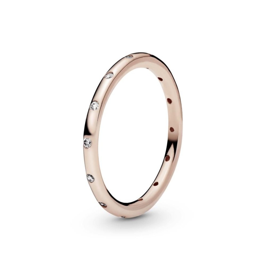 Anillos Joyas Pandora | Anillo Sencillo Reluciente Recubrimiento En Oro Rosa De 14K