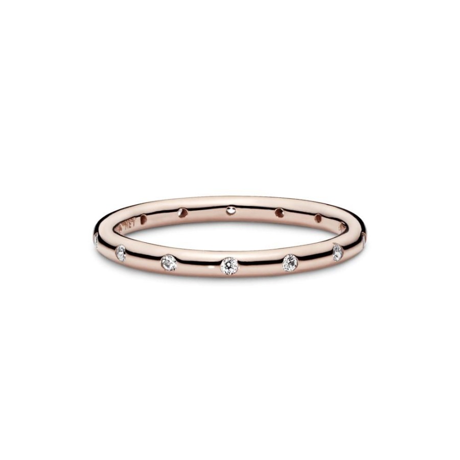 Anillos Joyas Pandora | Anillo Sencillo Reluciente Recubrimiento En Oro Rosa De 14K