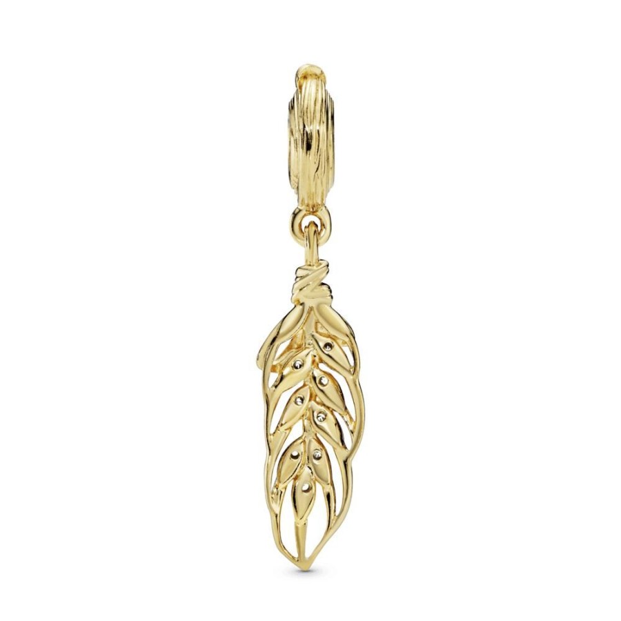 Charms Joyas Pandora | Charm Colgante Recubrimiento En Oro De 14K Colgante Grano De Trigo