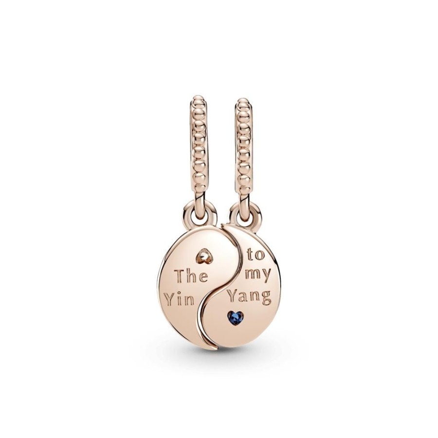 Charms Joyas Pandora | Charm Colgante Separable Yin Y Yang Reluciente Recubrimiento En Oro Rosa 14K