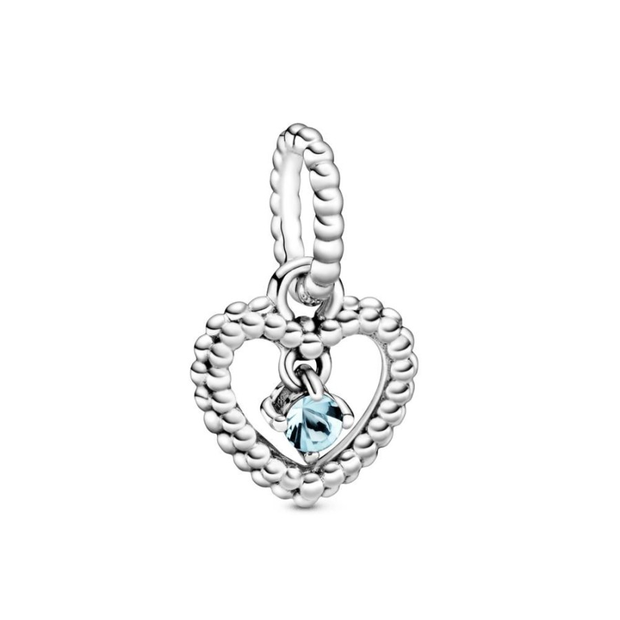 Charms Joyas Pandora | Charm Colgante Corazon De Abalorio Azul Agua