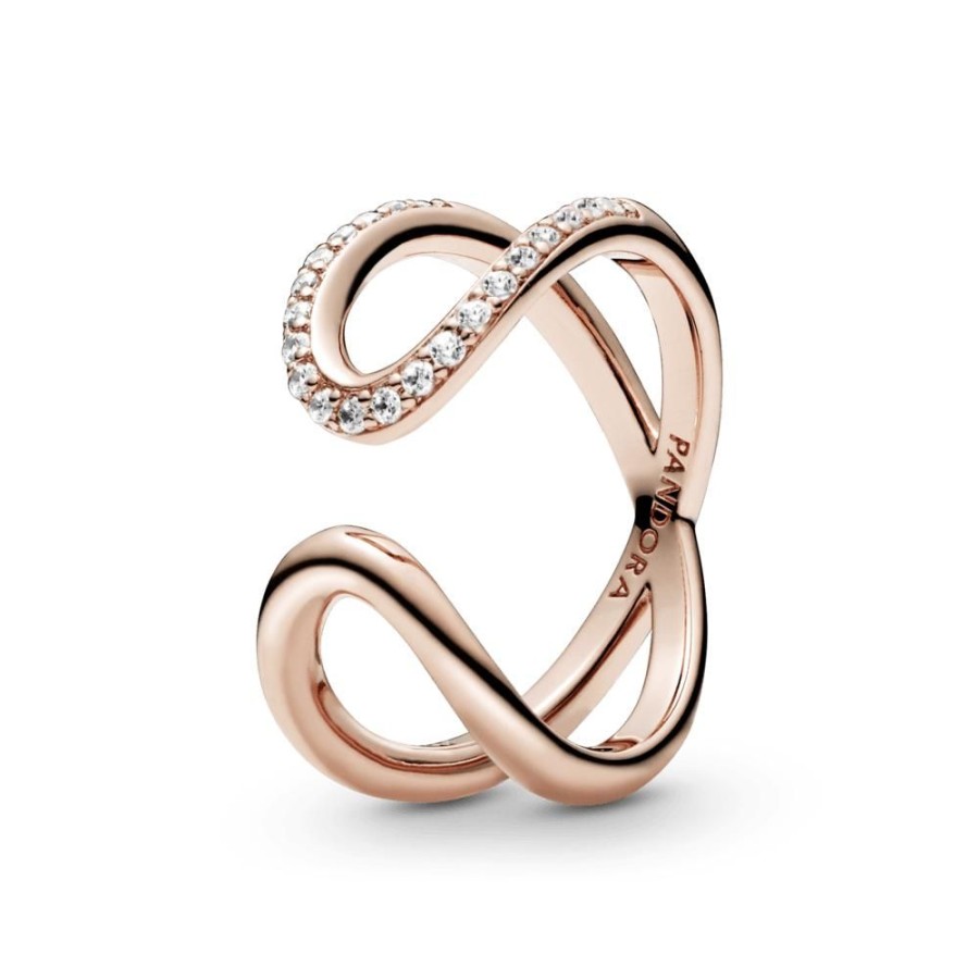 Anillos Joyas Pandora | Anillo Abierto Envolvente Infinito Recubrimiento En Oro Rosa De 14K