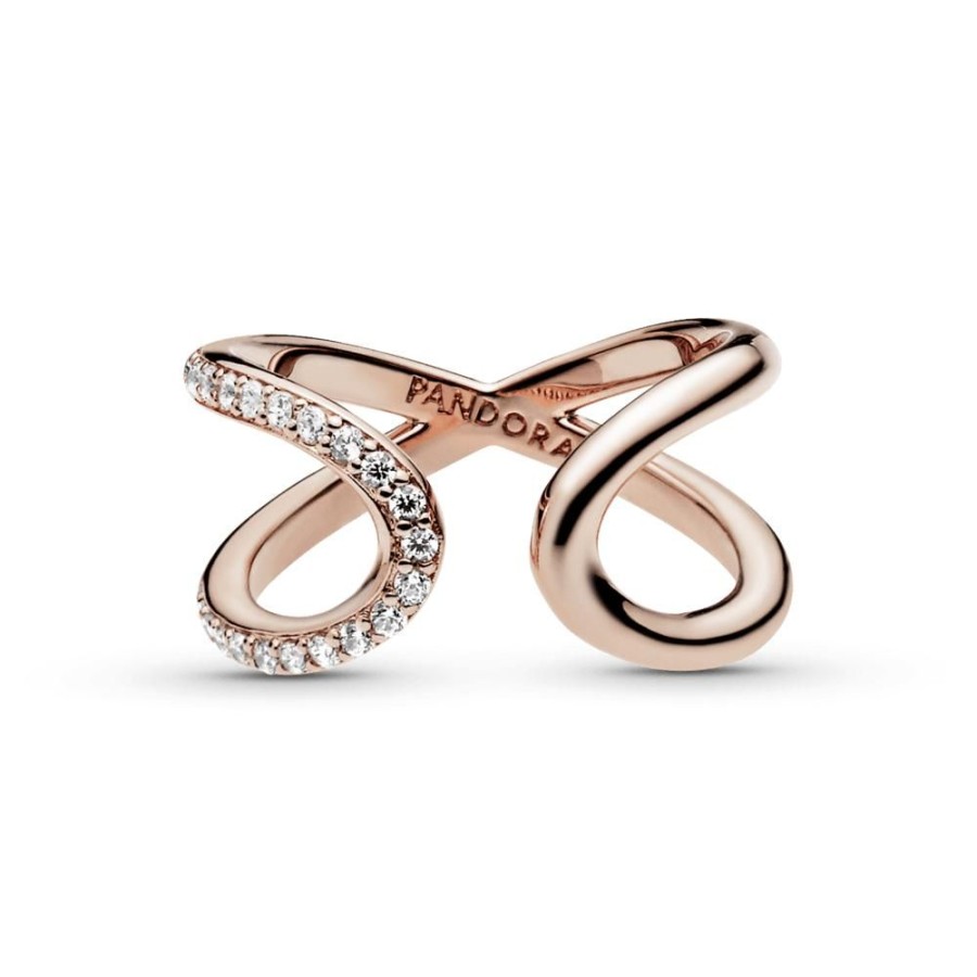 Anillos Joyas Pandora | Anillo Abierto Envolvente Infinito Recubrimiento En Oro Rosa De 14K