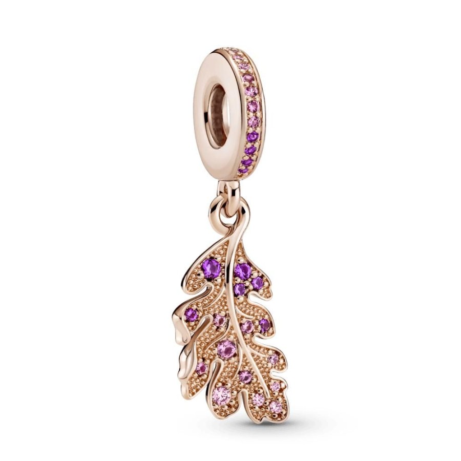 Charms Joyas Pandora | Charm Colgante Hoja De Roble Recubrimiento En Oro Rosa De 14K