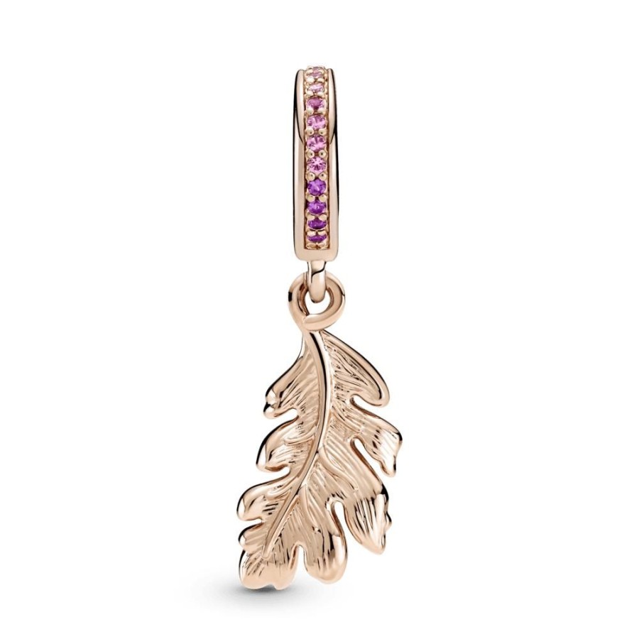 Charms Joyas Pandora | Charm Colgante Hoja De Roble Recubrimiento En Oro Rosa De 14K