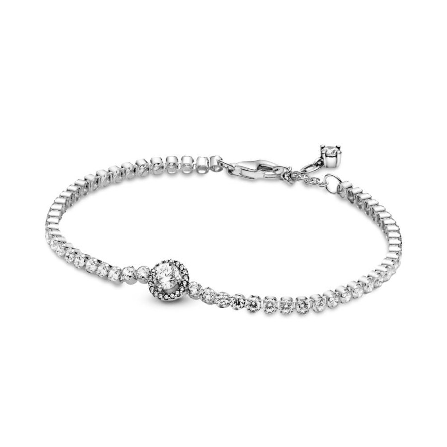 Brazaletes Joyas Pandora | Brazalete De Tenis Halo Reluciente