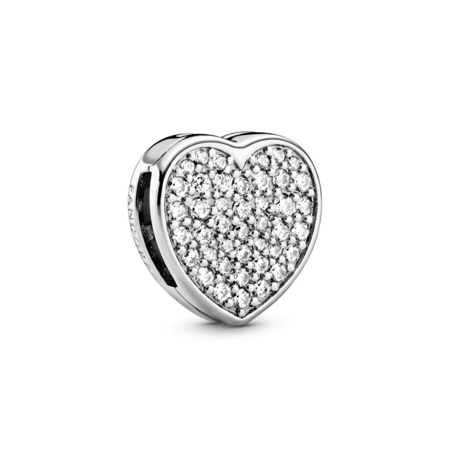 Charms Joyas Pandora | Charm Sujetador Corazon De Pave Pandora Reflexions