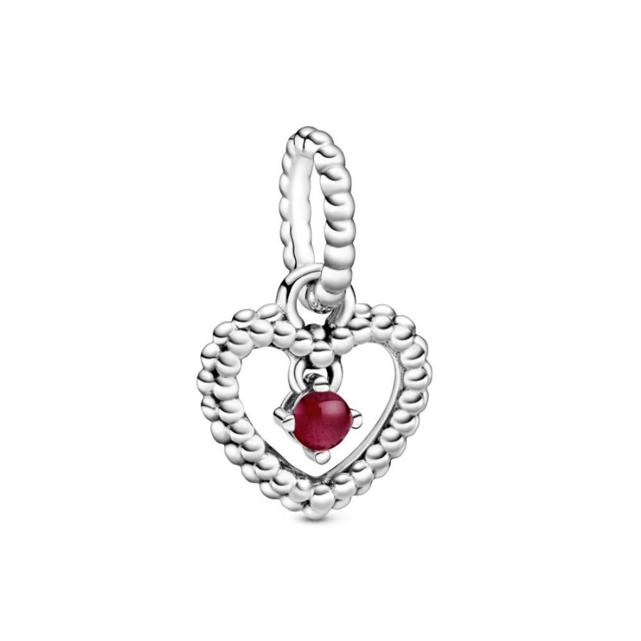 Charms Joyas Pandora | Charm Colgante Corazon De Abalorio Rojo Oscuro