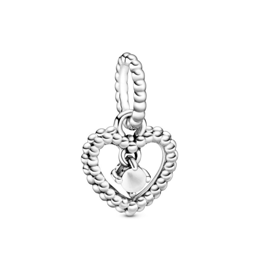 Charms Joyas Pandora | Charm Colgante Corazon De Abalorio Blanco Leche