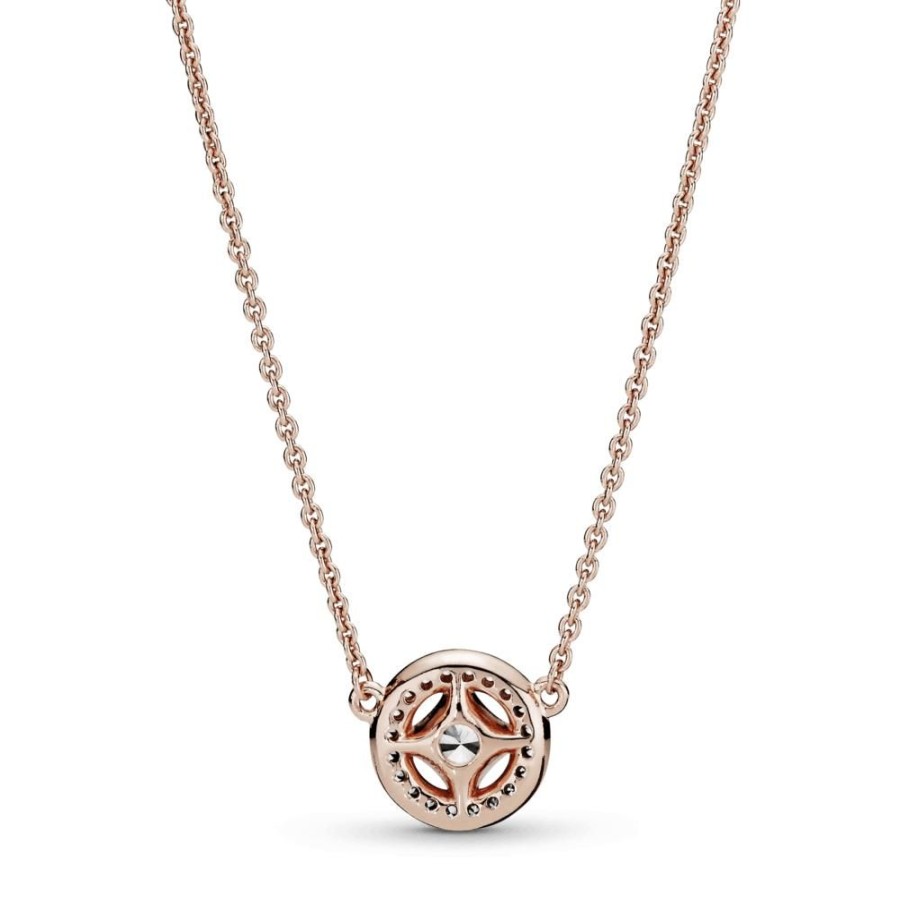 Collares Y Dijes Joyas Pandora | Collar Circulo Clasico Recubrimiento En Oro Rosa De 14K