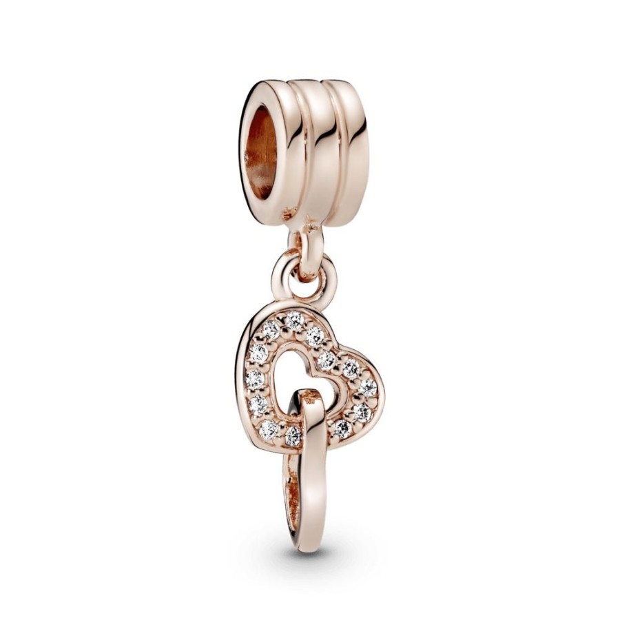 Charms Joyas Pandora | Charm Colgante Corazones Entrelazados Recubrimiento En Oro Rosa De 14K