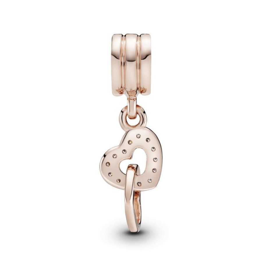 Charms Joyas Pandora | Charm Colgante Corazones Entrelazados Recubrimiento En Oro Rosa De 14K