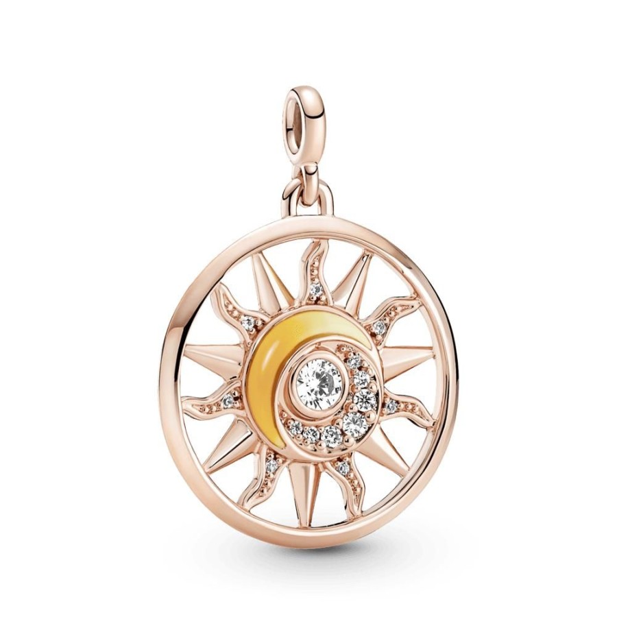 Charms Joyas Pandora | Medallon Poder Del Sol Pandora Me Recubrimiento En Oro Rosa 14K