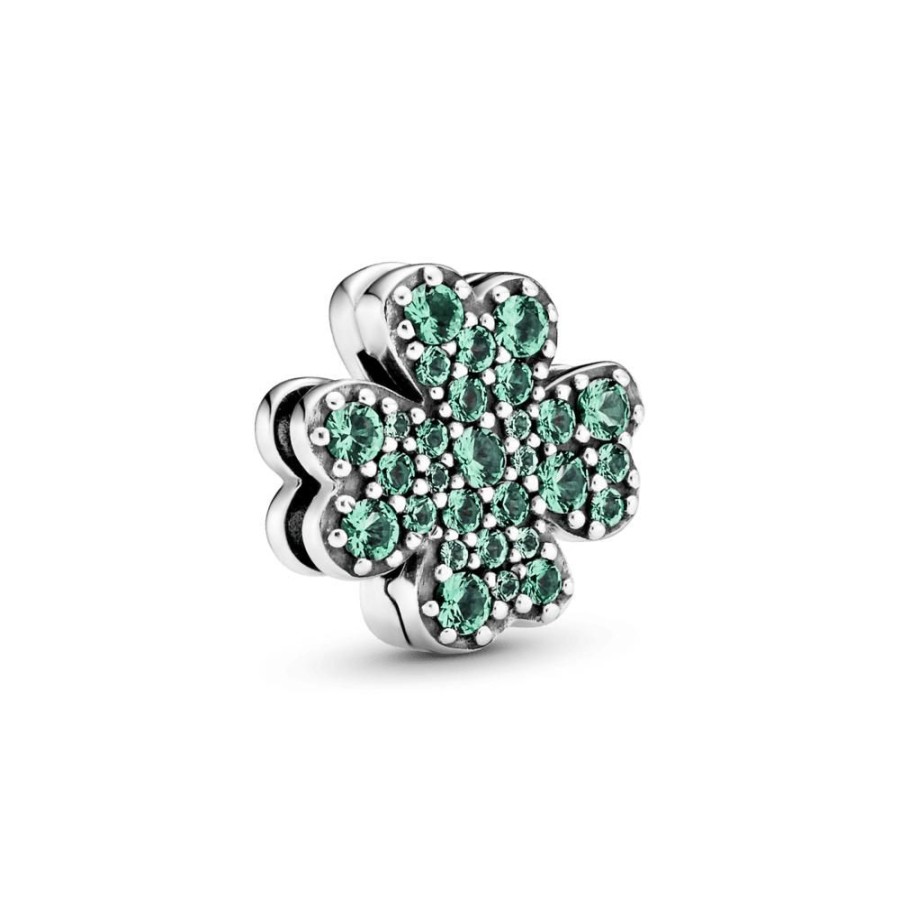 Charms Joyas Pandora | Charm Sujetador Trebol De Cuatro Hojas De Pave