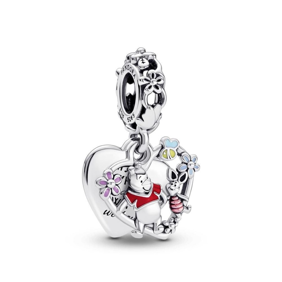 Charms Joyas Pandora | Charm Colgante Doble Winnie Pooh Y Piglet De Disney Pandora Plata Esterlina