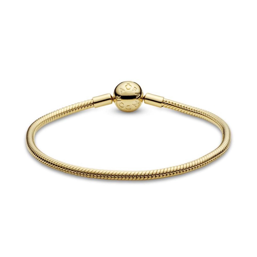 Brazaletes Joyas Pandora | Brazalete Cadena De Serpiente Pandora Moments Recubrimiento En Oro De 14K