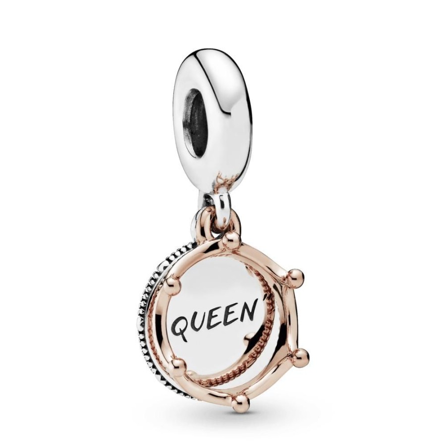 Charms Joyas Pandora | Charm Colgante Reina Y Corona Real Recubrimiento En Oro Rosa De 14K