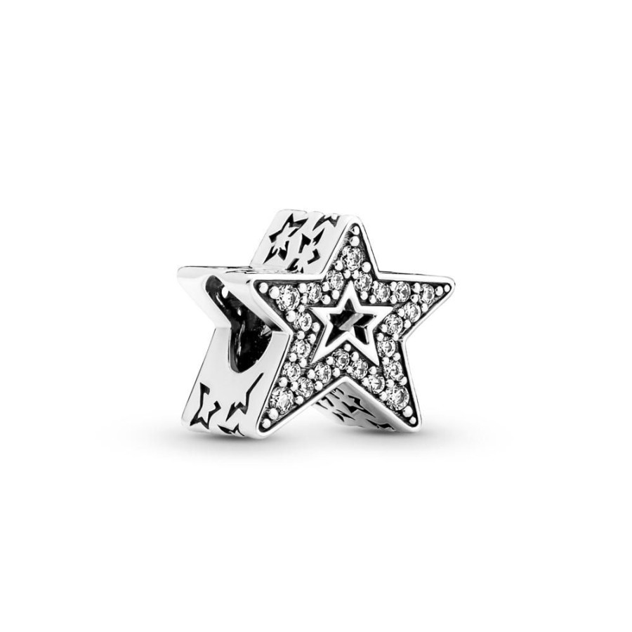 Charms Joyas Pandora | Charm En Plata De Ley Estrella Asimetrica Brillante