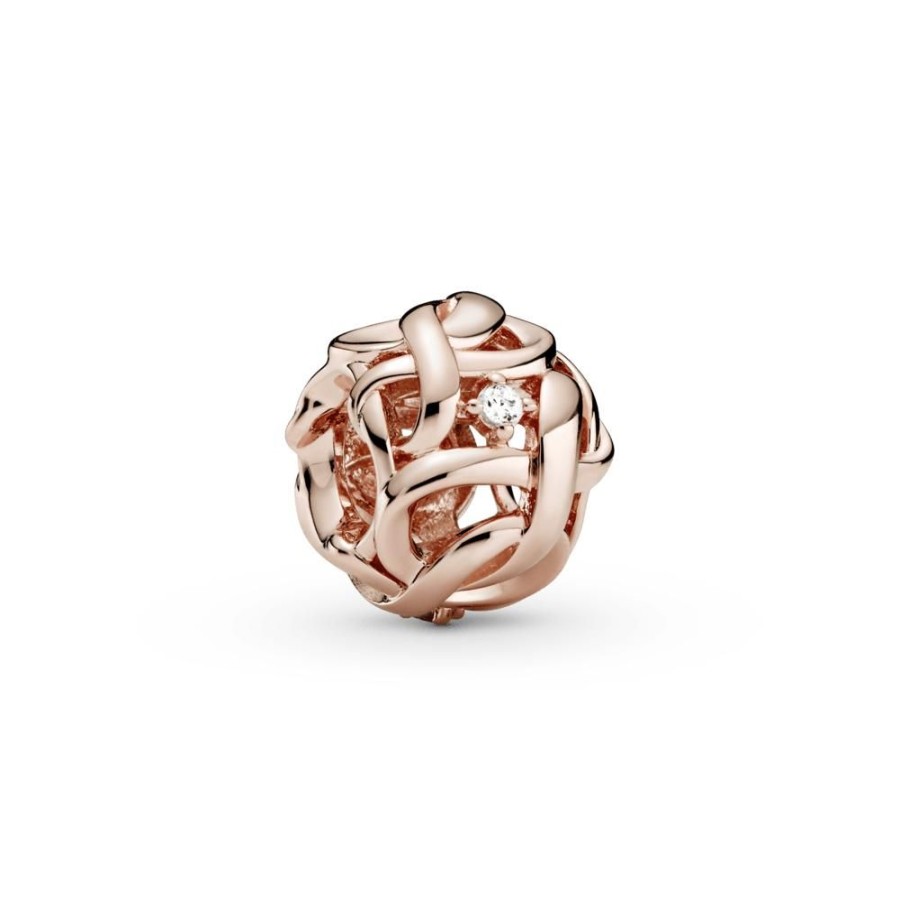 Charms Joyas Pandora | Charm Tejido Calado Infinito Recubrimiento En Oro Rosa De 14K