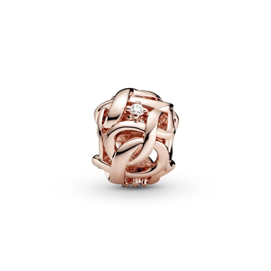 Charms Joyas Pandora | Charm Tejido Calado Infinito Recubrimiento En Oro Rosa De 14K