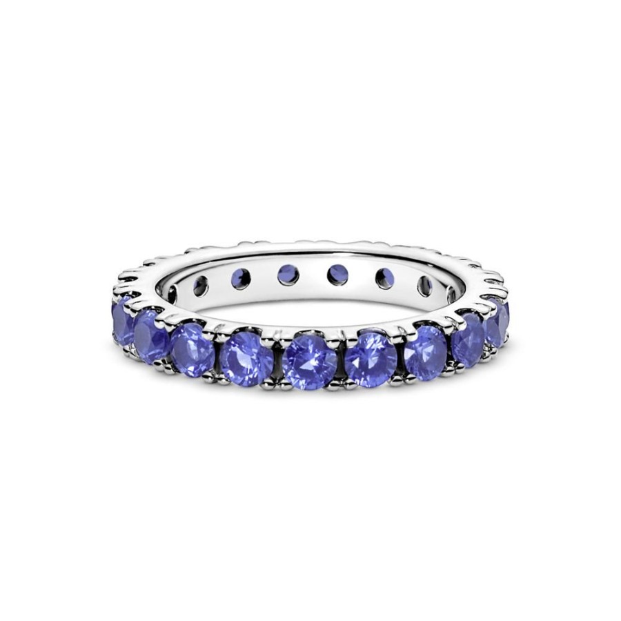 Anillos Joyas Pandora | Anillo En Plata De Ley Eternity Brillante Azul