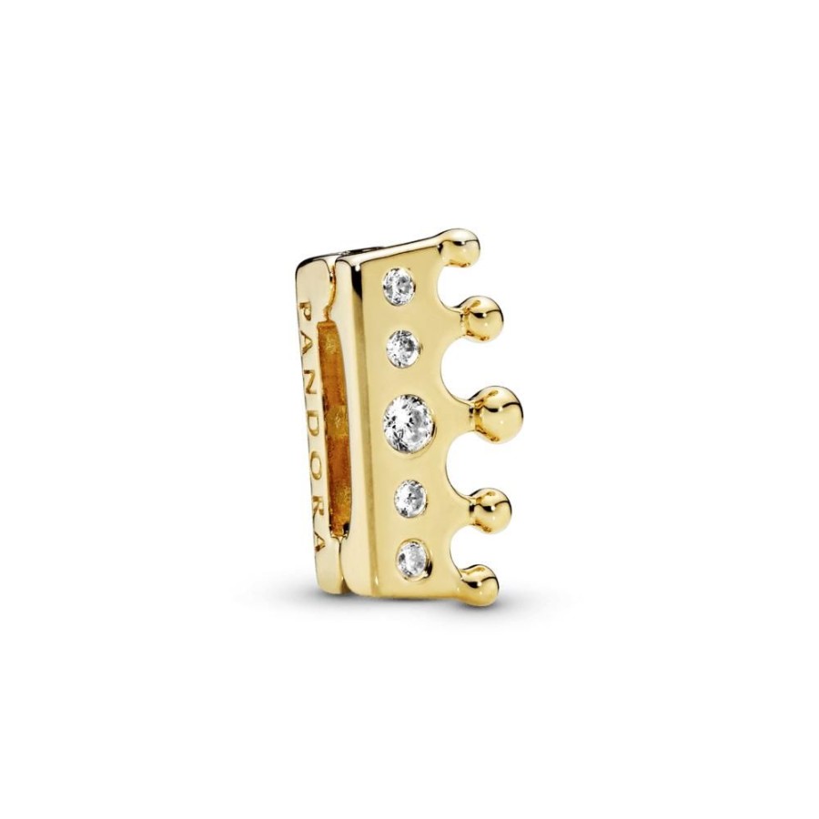 Charms Joyas Pandora | Charm Sujetador Corona Recubrimiento En Oro De 14K