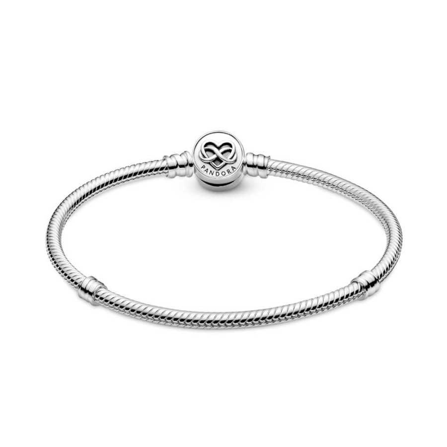 Brazaletes Joyas Pandora | Brazalete Cadena De Serpiente Pandora Moments Con Broche Corazon Con Infinito